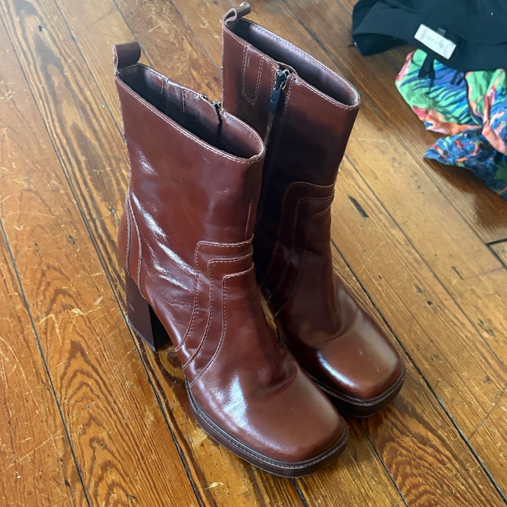 Marc Fisher Chestnut Heeled Boots